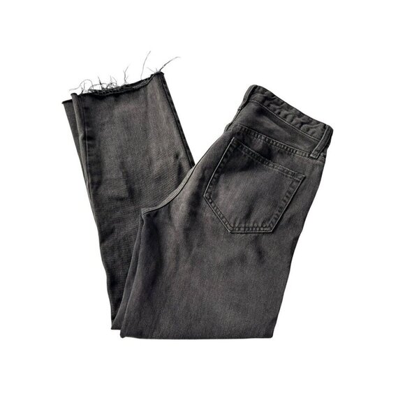 We The Free Womens 26 Black Regular High Rise Button Fly Slouchy Raw Hem Jeans - Picture 10 of 10